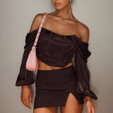 Elouise Off-Shoulder Long Sleeve Top Black