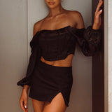 Elouise Off-Shoulder Long Sleeve Top Black