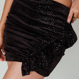 City Night Frill-Trim Mini Skirt Black