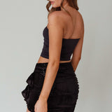 City Night Frill-Trim Mini Skirt Black