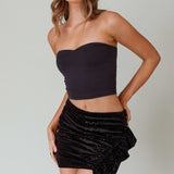City Night Frill-Trim Mini Skirt Black