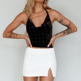 Jaydelle Halterneck Diamante Top Black