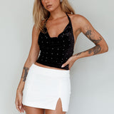 Jaydelle Halterneck Diamante Top Black