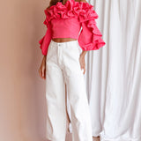 Midnight Mirage Puff Ruffle Crop Top Doll Pink