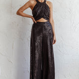 Anything Goes Wide Leg Metallic Pants Black
