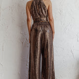 Anything Goes Wide Leg Metallic Pants Gold