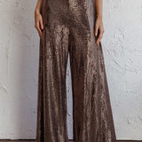 Anything Goes Wide Leg Metallic Pants Gold
