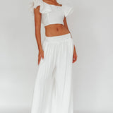 Zali Ruffle Sleeve Crop Top White