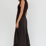 Scarlett One-Shoulder Pleat Maxi Dress Black