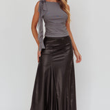 Galaxia A-Line Faux Leather Maxi Skirt Black