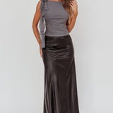 Galaxia A-Line Faux Leather Maxi Skirt Black