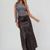 Galaxia A-Line Faux Leather Maxi Skirt Black