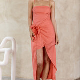 Euro Trip Wrap Midi Dress Watermelon