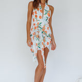 Euro Trip Halter Wrap Mini Dress Orange