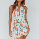 Euro Trip Halter Wrap Mini Dress Orange
