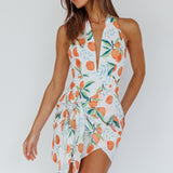 Euro Trip Halter Wrap Mini Dress Orange