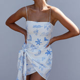 Euro Trip Wrap Mini Dress Nautical White