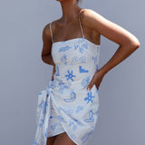 Euro Trip Wrap Mini Dress Nautical White