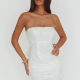 Vida Bow Sequin Mini Dress White