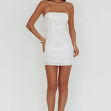Vida Bow Sequin Mini Dress White