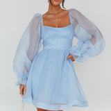 I've Got Sunshine Long Sleeve Mini Dress Light Blue