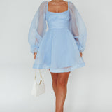 I've Got Sunshine Long Sleeve Mini Dress Light Blue