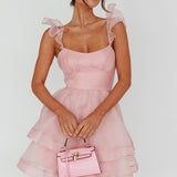 I've Got Sunshine Ruffle Strap Mini Dress Blush