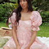 I've Got Sunshine Ruffle Strap Mini Dress Embellished Blush