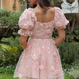 I've Got Sunshine Ruffle Strap Mini Dress Embellished Blush