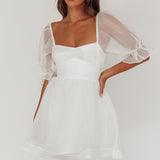 I've Got Sunshine Puff Sleeve Mini Dress White