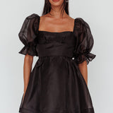 I've Got Sunshine Puff Sleeve Mini Dress Black