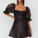 I've Got Sunshine Puff Sleeve Mini Dress Black