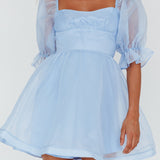 I've Got Sunshine Puff Sleeve Mini Dress Sky Blue