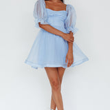 I've Got Sunshine Puff Sleeve Mini Dress Sky Blue