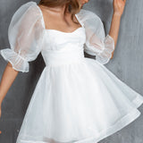 I've Got Sunshine Puff Sleeve Mini Dress White