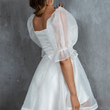 I've Got Sunshine Puff Sleeve Mini Dress White