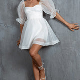 I've Got Sunshine Puff Sleeve Mini Dress White