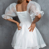 I've Got Sunshine Puff Sleeve Mini Dress White