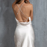 Danijela Pearl Back Slip Dress Champagne