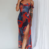 Arcadia Off-Shoulder Sleeve Midi Dress Red