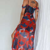 Arcadia Off-Shoulder Sleeve Midi Dress Red