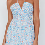 Asiah Halterneck Maxi Dress Flowers Blue