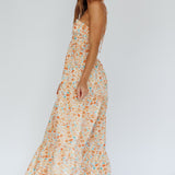 Asiah Halterneck Maxi Dress Flowers Orange
