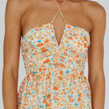 Asiah Halterneck Maxi Dress Flowers Orange