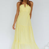 Asiah Halterneck Maxi Dress Lemon