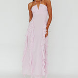 Asiah Ruffle Trim Halterneck Maxi Dress Lavender