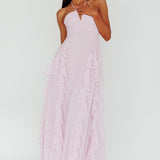 Asiah Ruffle Trim Halterneck Maxi Dress Lavender
