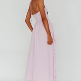 Asiah Ruffle Trim Halterneck Maxi Dress Lavender