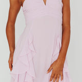 Asiah Ruffle Trim Halterneck Maxi Dress Lavender