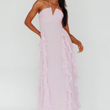 Asiah Ruffle Trim Halterneck Maxi Dress Lavender